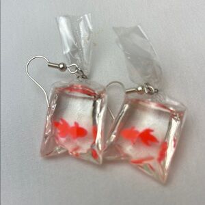 Whimsical Goldfish Bag Earrings and take them home from the fish pet store style